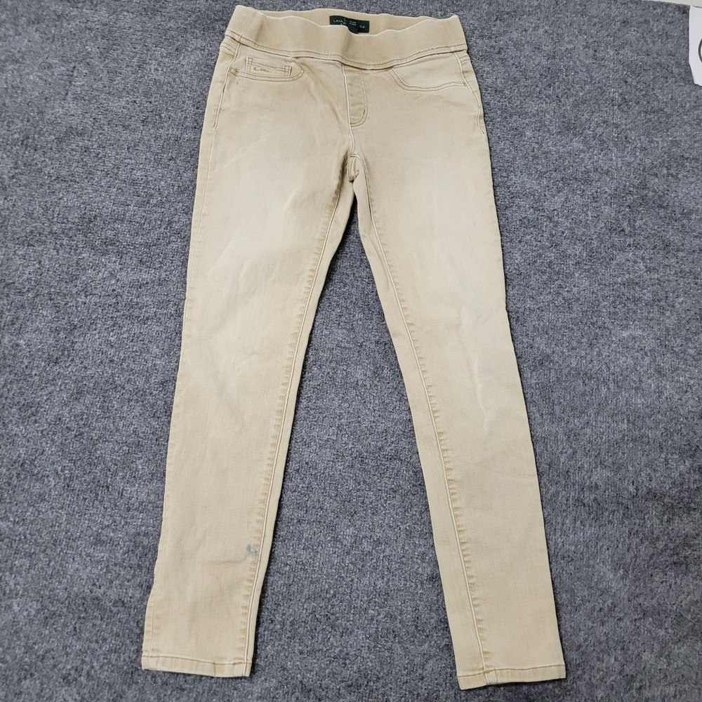 Lauren Ralph Lauren Jeans Womens Size 4 Tan Beige Skinny Pull On Stretch Stain
